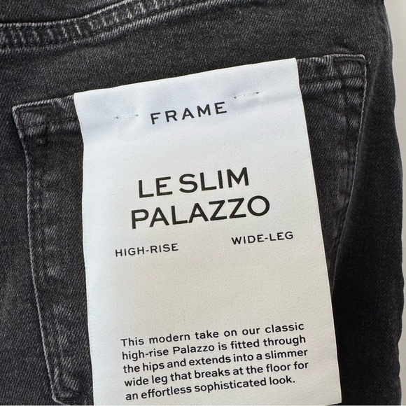 NWT FRAME Le Slim Palazzo Jeans High Rise Wide Leg Denim Black Hutchinson 23 - Picture 7 of 15